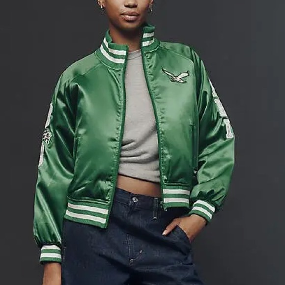 NWOT The Wild Collective x Anthropologie Philadelphia Eagles Bomber Size Small - Picture 3 of 16